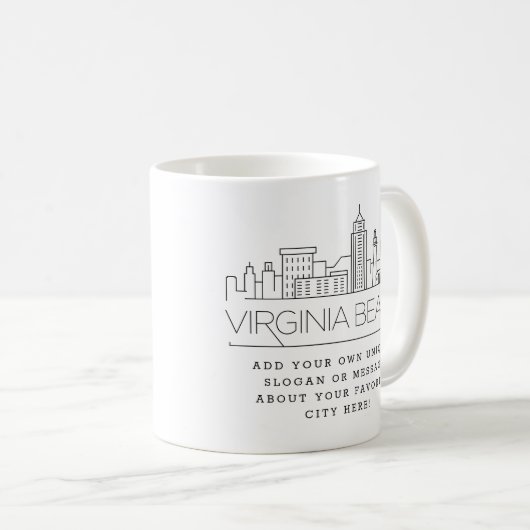 Virginia strand Stylized Skyline | Aangepaste slog Koffiemok (Voorkant rechts)