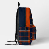 Virginia tartan plaid navy and orange checkered bedrukte rugzak (Links)