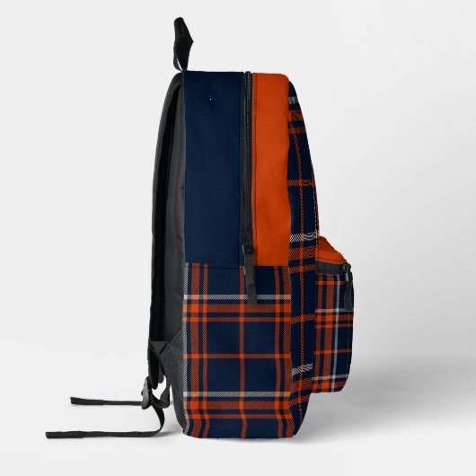 Virginia tartan plaid navy and orange checkered bedrukte rugzak (Links)