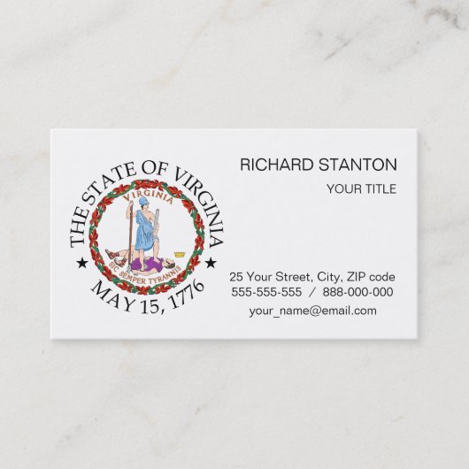Virginia-teken Visitekaartje (Voorkant)