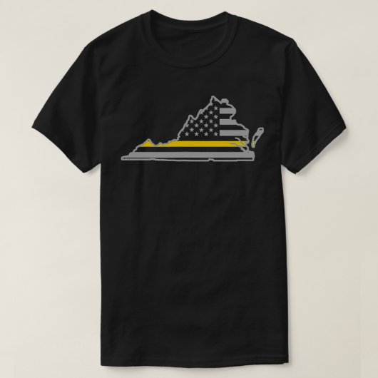 Virginia Thin Gold Line Flag Police Operator 911 D T-shirt (Design voorkant)