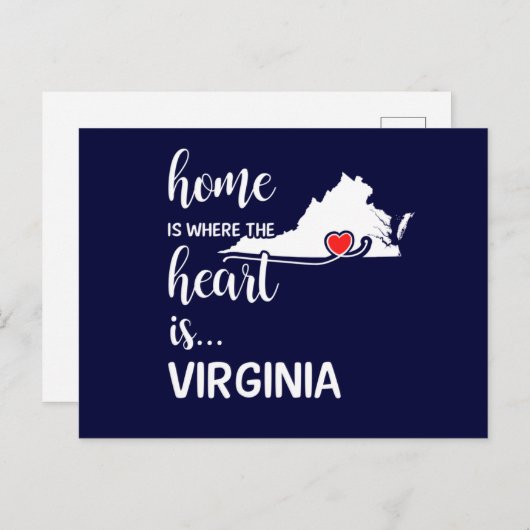 Virginia thuis is waar het hart ligt briefkaart (Voorkant / Achterkant)