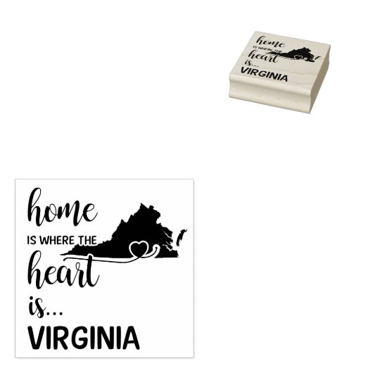Virginia thuis is waar het hart ligt rubberstempel (Gestempeld)