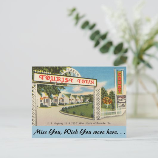 Virginia, Tourist Town, Roanoke Briefkaart (Staand voorkant)