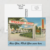 Virginia, Tourist Town, Roanoke Briefkaart (Voorkant / Achterkant)