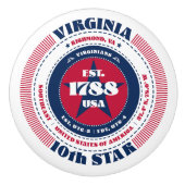 Virginia US State Rood Wit Blauw Typografie Keramische Knop (Voorkant)