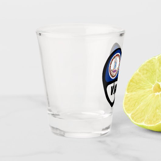 Virginia, VA staatsvlag in Heart Shot Glass Shot Glas (Links)
