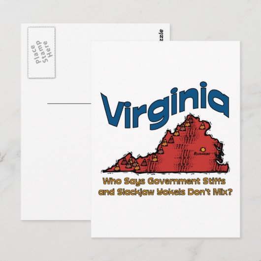 Virginia VA US States Motto ~ Stiffs and Yokels Briefkaart (Voorkant / Achterkant)