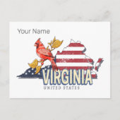 Virginia Verenigde Staten Retro State Kaart  Veren (Voorkant)