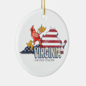 Virginia Verenigde Staten Retro State Kaart  Veren Keramisch Ornament (Rechts)