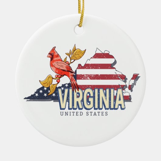 Virginia Verenigde Staten Retro State Kaart  Veren Keramisch Ornament (Voorkant)