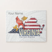 Virginia Verenigde Staten Retro State Kaart  Veren Legpuzzel (Horizontaal)
