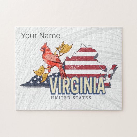 Virginia Verenigde Staten Retro State Kaart  Veren Legpuzzel (Horizontaal)