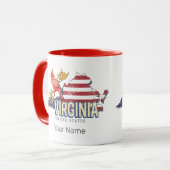 Virginia Verenigde Staten Retro State Kaart  Veren Mok (Voorkant links)