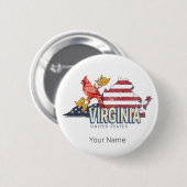 Virginia Verenigde Staten Retro State Kaart Veren Ronde Button 5,7 Cm (Voorkant /achterkant)