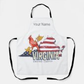 Virginia Verenigde Staten Retro State Kaart  Veren Schort (Voorkant)