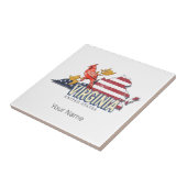 Virginia Verenigde Staten Retro State Kaart  Veren Tegeltje (Zijkant)