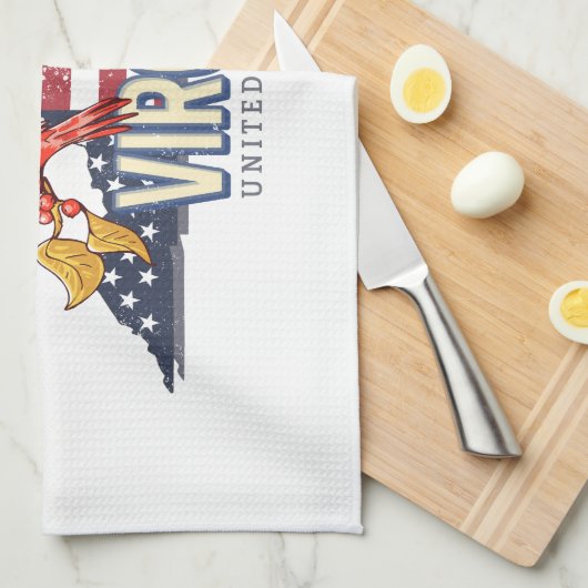 Virginia Verenigde Staten Retro State Kaart  Veren Theedoek (Quarter Fold)