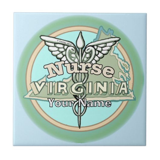 Virginia Verpleegster Caduceus Tegeltje (Voorkant)