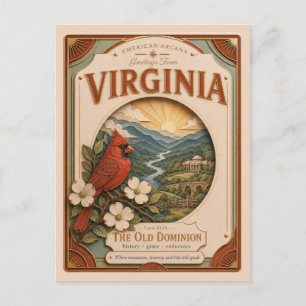 Virginia Vintage Paper Cut American Arcana Briefkaart