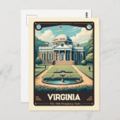 Virginia | Vintage van patriottische spirit Briefkaart (Voorkant / Achterkant)