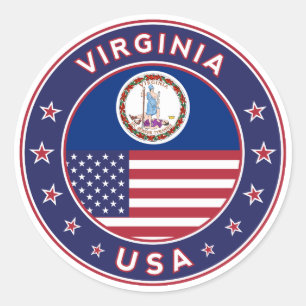 Virginia, Virginia sticker, telefoonzaak, canvas t Ronde Sticker