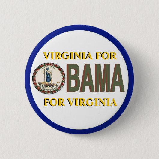 VIRGINIA VOOR OBAMA-Button Ronde Button 5,7 Cm (Voorkant)