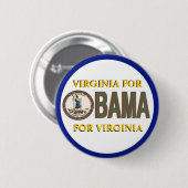VIRGINIA VOOR OBAMA-Button Ronde Button 5,7 Cm (Voorkant /achterkant)