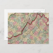 Virginia, W Virginia Map door Mitchell Briefkaart (Voorkant / Achterkant)