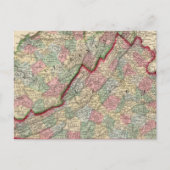 Virginia, W Virginia Map door Mitchell Briefkaart (Voorkant)