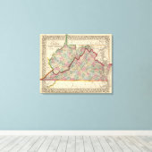 Virginia, W Virginia Map door Mitchell Canvas Afdruk (Insitu (Houten vloer))