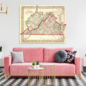 Virginia, W Virginia Map door Mitchell Canvas Afdruk (Insitu (Woonkamer))