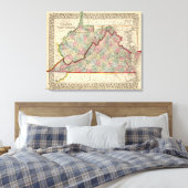 Virginia, W Virginia Map door Mitchell Canvas Afdruk (Insitu (Slaapkamer))