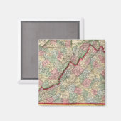 Virginia, W Virginia Map door Mitchell Magneet (Voorkant / Achterkant)