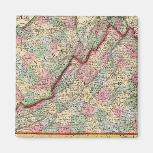 Virginia, W Virginia Map door Mitchell Magneet (Voorkant)