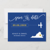 Virginia Wedding Save the Date Kaart, Map Magnetische Uitnodiging (Voorkant)