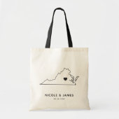 Virginia Wedding Welcome Bag Tas, Black State Map Tote Bag (Voorkant)