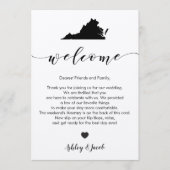 Virginia Wedding Welcome Letter & Itinerary Card Programmakaart (Voorkant)