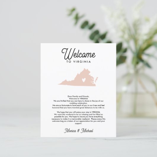 VIRGINIA Welkomstbrief voor elke COLOR (Staand voorkant)