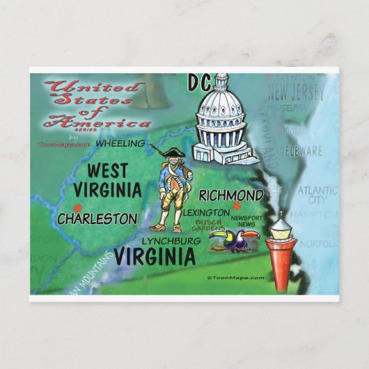 Virginia West Virginia USA Briefkaart (Voorkant)
