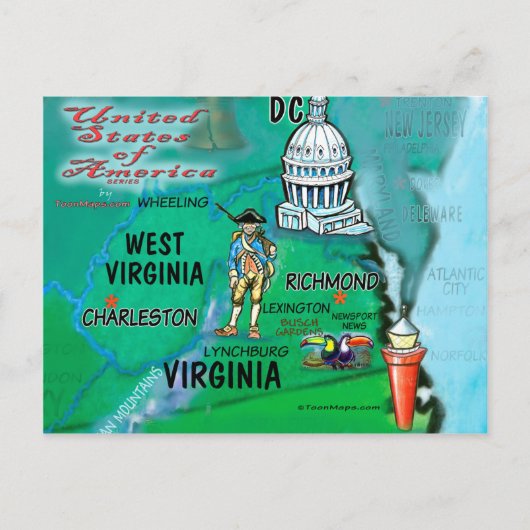 Virginia West Virginia USA Briefkaart (Voorkant)