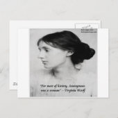 Virginia Woolf Anonymous was een vrouwencitaat Briefkaart (Voorkant / Achterkant)