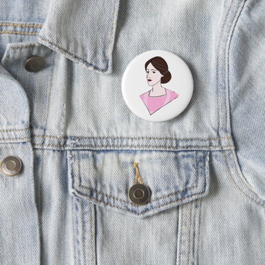 Virginia Woolf Button Pin (In situ)