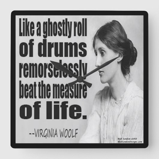 Virginia Woolf Ghosted Roll Quote Wall klok (Voorkant)