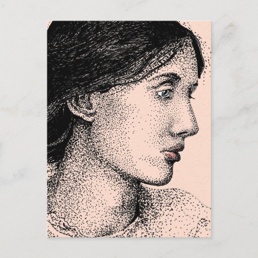 Virginia Woolf Ink Drawing Colorized Briefkaart (Voorkant)