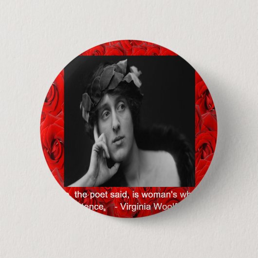 Virginia Woolf & Liefdescitaat Ronde Button 5,7 Cm (Voorkant)