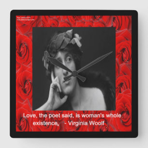 Virginia Woolf & Love Quote Wall-klok Vierkante Klok