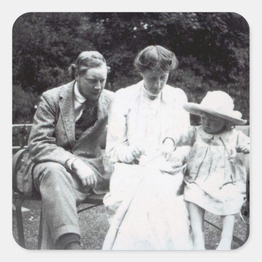 Virginia Woolf met Clive en Julian Bell, 1910 Vierkante Sticker (Voorkant)