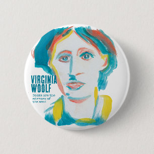 Virginia Woolf Portrait aangepaste tekst boekenl Ronde Button 5,7 Cm