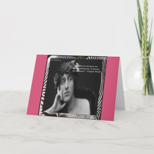 Virginia Woolf W/Zebra Stripes Writing Quote Kaart (Voorkant)